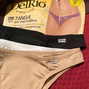 DelRio Microfiber S Tanga Set of 3 - Black, White, Tan